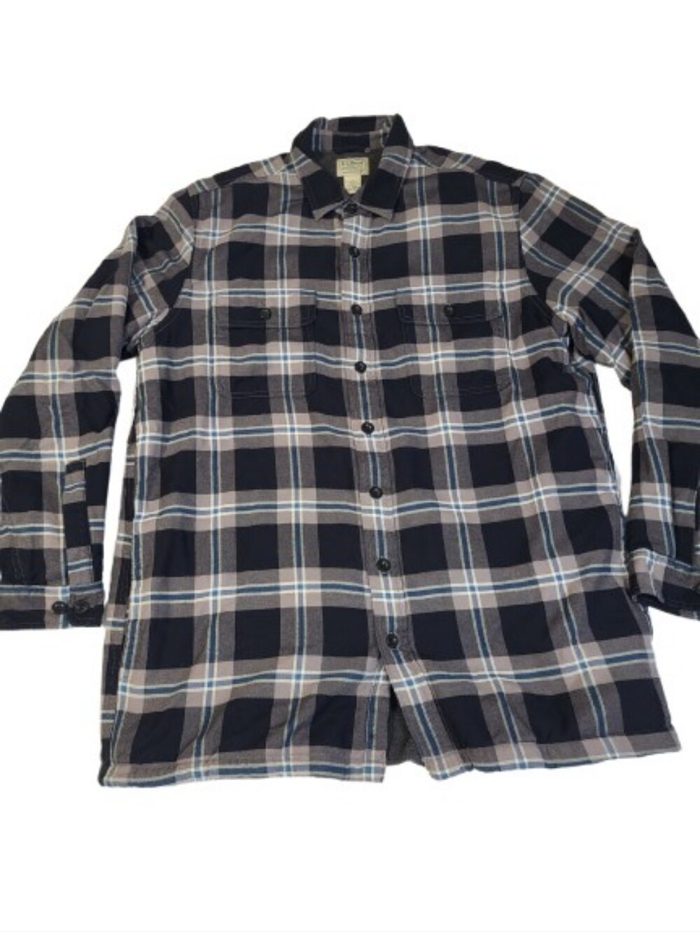 LL Bean Traditional Fit Plaid Fleece Lined Shirt Jacket Shacket Men's Large Tall